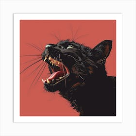 Black Cat Roaring 5 Art Print