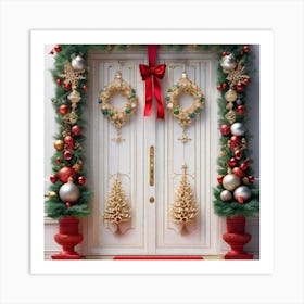 Christmas Door 150 Art Print