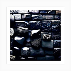 Black stone wall texture Art Print