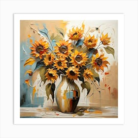 Sunflowers In Vase Abstract Art Print