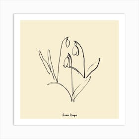 Into the Garden Snowdrops Ink Illustration Art Print