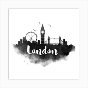 Watercolor London Skyline Art Print