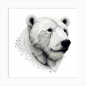 Ice Bear Head - Abstract Line Art Illustration 128 Art Print