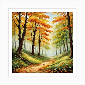 Forest In Autumn In Minimalist Style Square Composition 208 Art Print