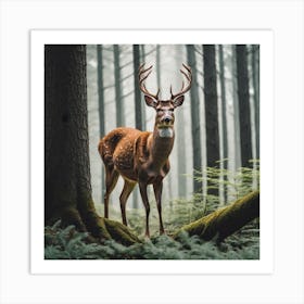 Deer In The Forest 17 Art Print