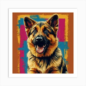 German Shepherd Puppy Pop Art Art Print