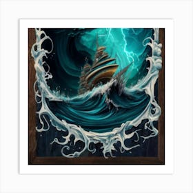 Ocean Storm With Large Clouds And Lightning 8 Art Print