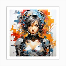 Abstract World Of Quantum Mechanics Sci Fi Beautiful Cyborg Female Art Print