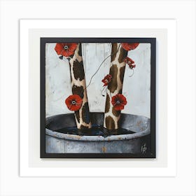 Giraffes In A Pot Art Print