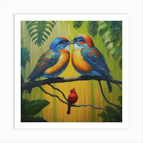 Two Birds Kissing Art Print