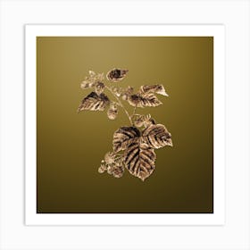 Gold Botanical Raspberry on Dune Yellow Art Print