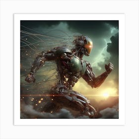 Cyborg running fast Art Print