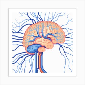 Pixelated Brain 3 Art Print