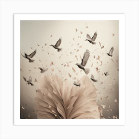 Book With Birds Flying art print Art Print