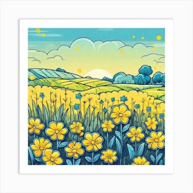 Field Of Sunflowers 1 Art Print