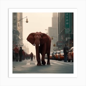 Elephant In The City Art Print