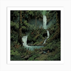 Waterfall In The Jungle 39 Art Print