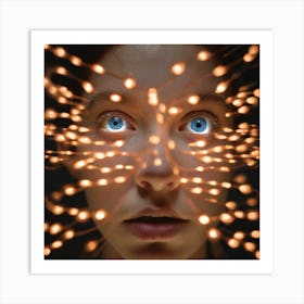 Girl'S Face With Lights Art Print