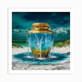 Golden Vase On The Beach Art Print