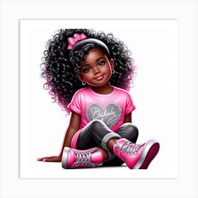Little Black Girl In Pink 1 Art Print