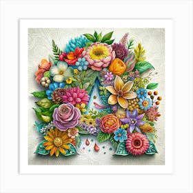 Flowers And Butterfly Art Print