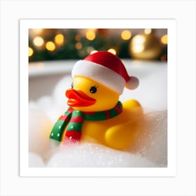 Rubber Duck In Santa Hat Art Print