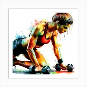 Woman Lifting Weights Art Print