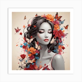 Girl With Flowers 9 Art Print