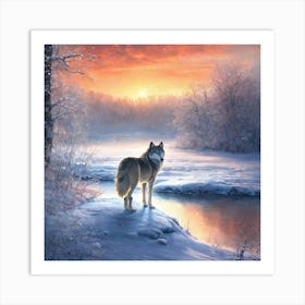 A wolf in winter  Art Print