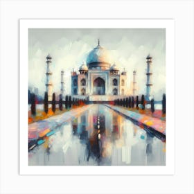 Color Brush Painting Taj Mahal In India 1 Art Print