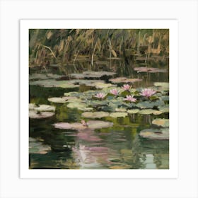 Water Lilies Setting Sun, Claude Monet 5 Art Print