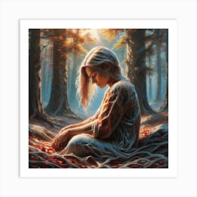 Girl In The Forest 6 Art Print