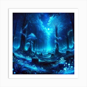 Forest At Night Art Print