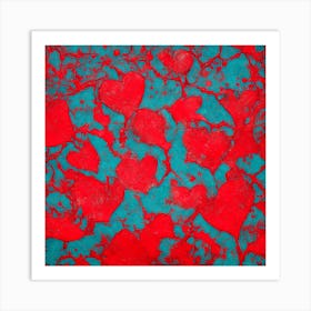 Rpg 40 Manchas De Agua Rojas Forma De Corazn Abstracto Fondo B 3 Art Print