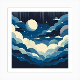 Night Sky With Clouds Art Print