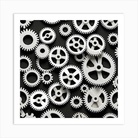 Gears On A Black Background 21 Art Print