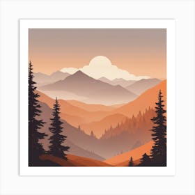 Misty mountains background in orange tone 97 Art Print