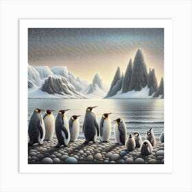 Colony of penguins 4 Art Print