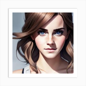 Emma Watson Hyper-Realistic Anime Portraits 1 Art Print