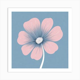 A White And Pink Flower In Minimalist Style Square Composition 198 Art Print