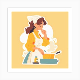 Woman Cooking Art Print