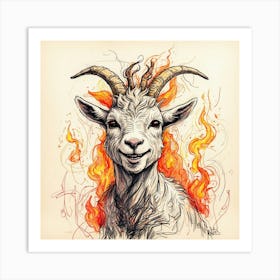 Goat On Fire 53 Art Print