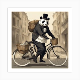 Panda French Cyclist Art Print