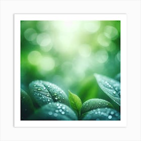 Raindrops on Leaves 2 Art Print