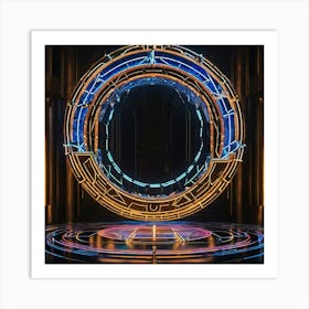 A Synthography Style Circular Portal Neonblack Background By Jacob Lawrence And Francis Picabia P 923275834 (1) Art Print