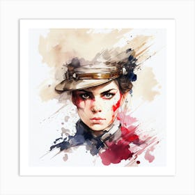 Watercolor Napoleonic Soldier Woman #2 Art Print