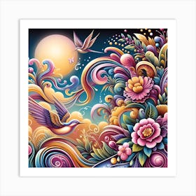 Colorful Psychedelic Abstract Painting Art Print