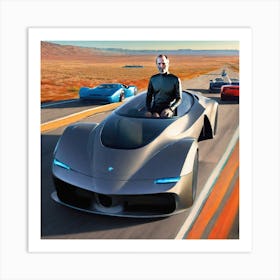 Steve Jobs In Futuristic Car Art Print