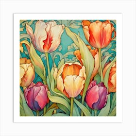 Colourful Tulips Art Print