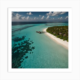 Aerial View Of Maldives Island Art Print